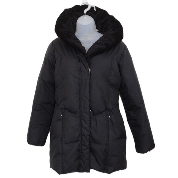Larry Levine Down Feathers Faux Fur Long Winter Puffer Jacket Parka Coat Size SM - Picture 1 of 12